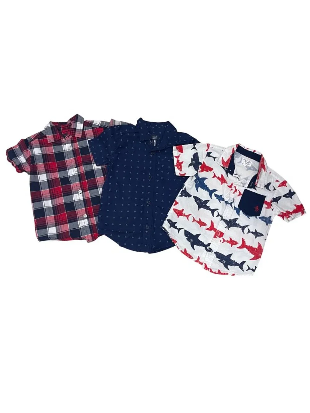 The Children's Place Button Up Shirt Lot Boys Size 4T 100% Cotton Short Sleeve
